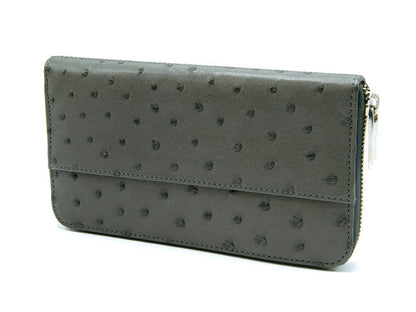 Cango Zip Clutch Ostrich Leather Wallet - Ostrich Leather Wallet