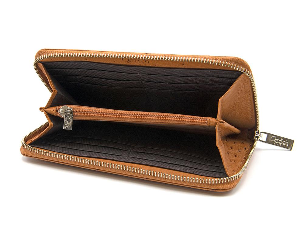 Cango Zip Clutch Ostrich Leather Wallet - Ostrich Leather Wallet