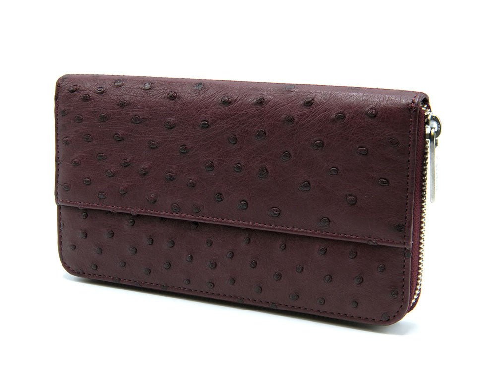 Cango Zip Clutch Ostrich Leather Wallet - Ostrich Leather Wallet
