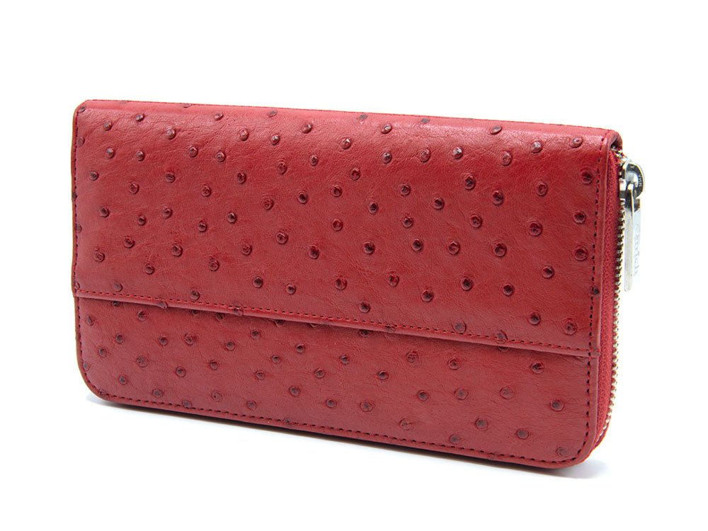 Cango Zip Clutch Ostrich Leather Wallet - Ostrich Leather Wallet