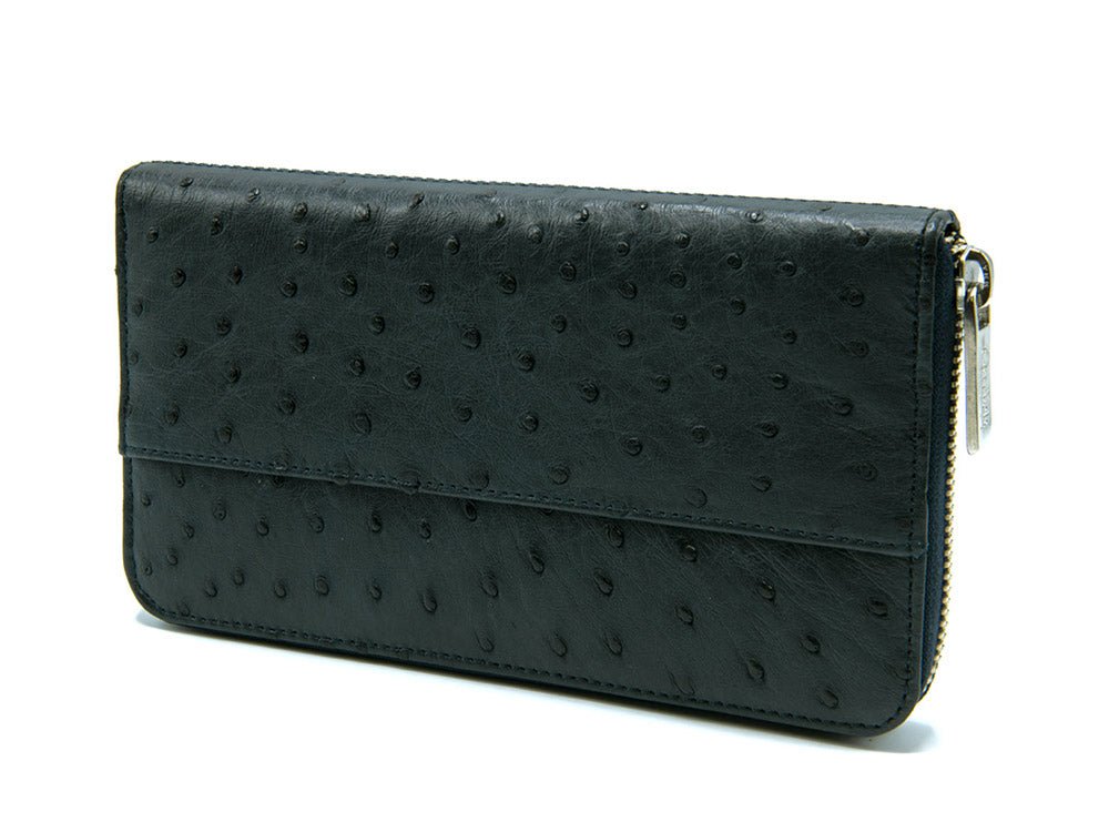 Cango Zip Clutch Ostrich Leather Wallet - Ostrich Leather Wallet