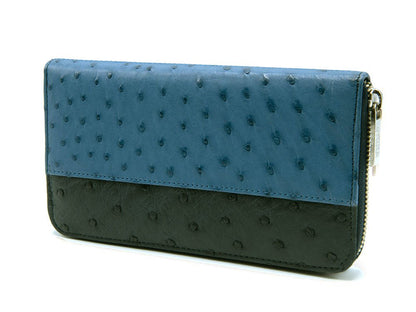 Cango Zip Clutch Two Tone Ostrich Leather Wallet - Ostrich Leather Wallet