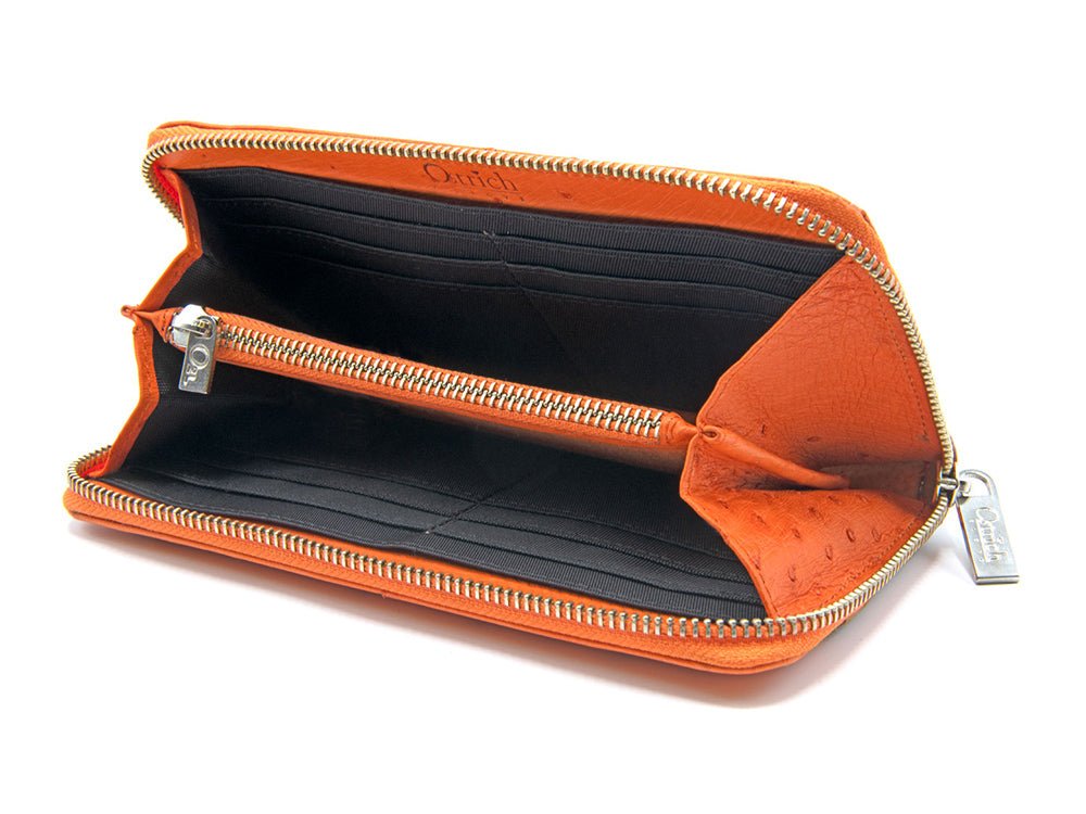 Cango Zip Clutch Two Tone Ostrich Leather Wallet - Ostrich Leather Wallet