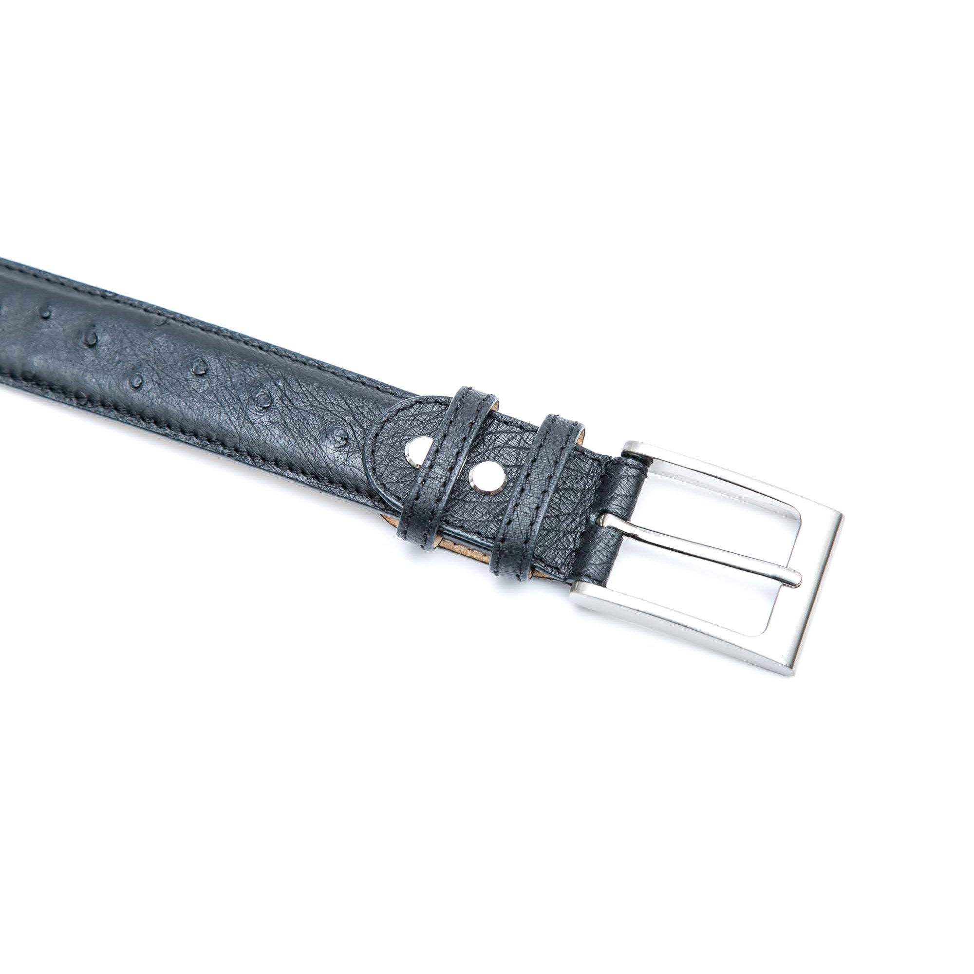 Genuine Ostrich Leather Quill Belt (Black) - Ostrich Leather Belt