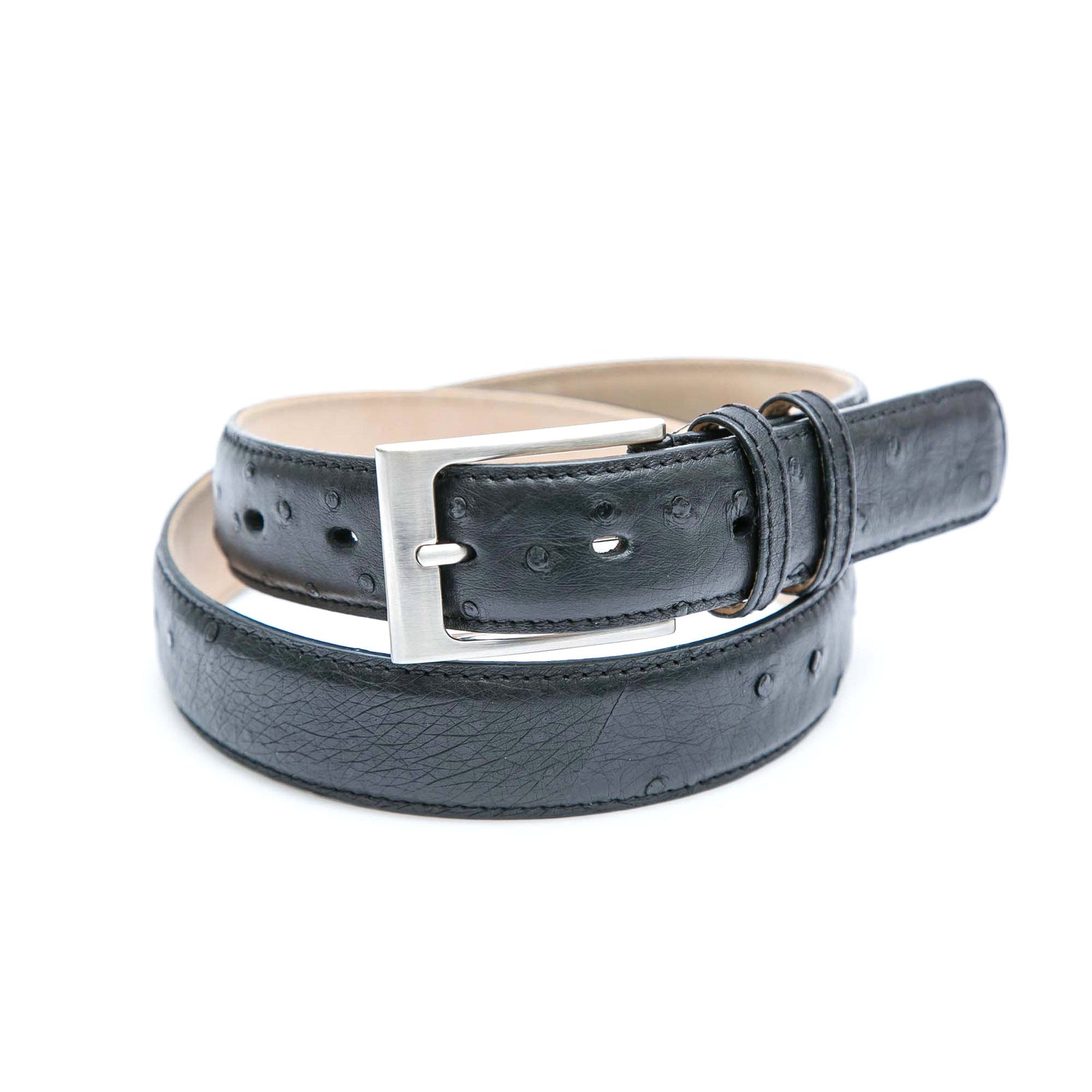 Genuine Ostrich Leather Quill Belt (Black) - Ostrich Leather Belt