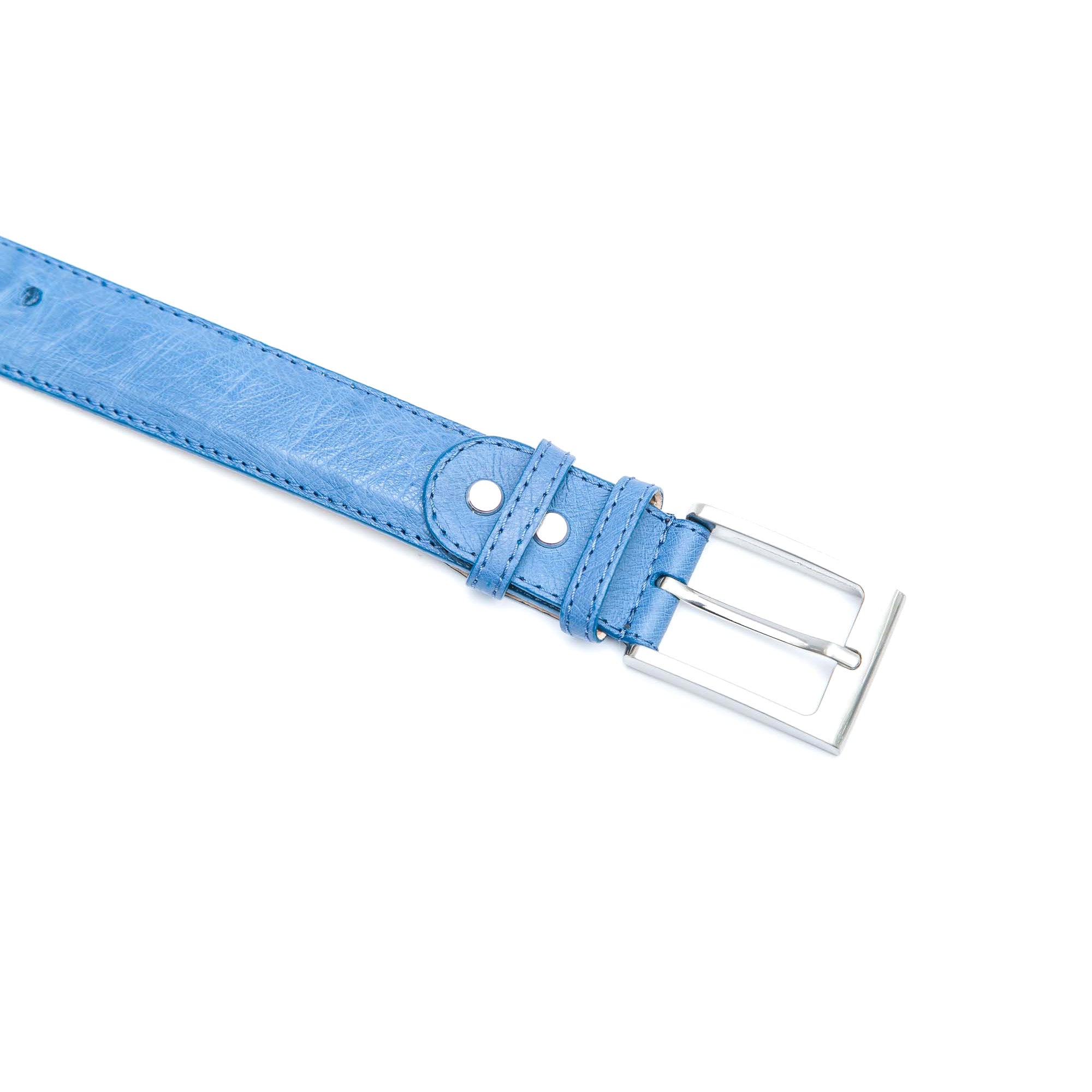 Genuine Ostrich Leather Quill Belt (Clematis Blue) - Ostrich Leather Belt