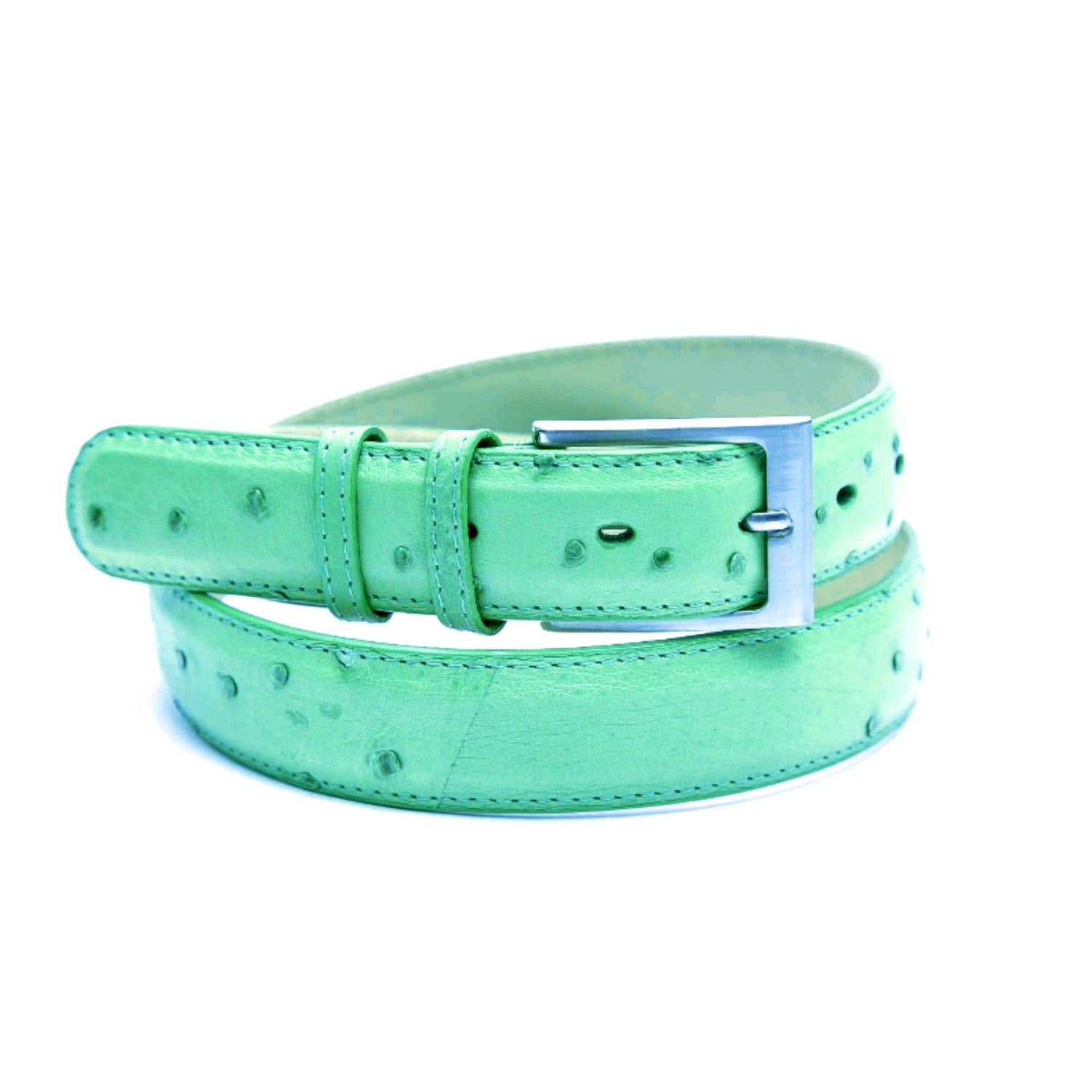 Genuine Ostrich Leather Quill Belt (Emerald Green) - Ostrich Leather Belt