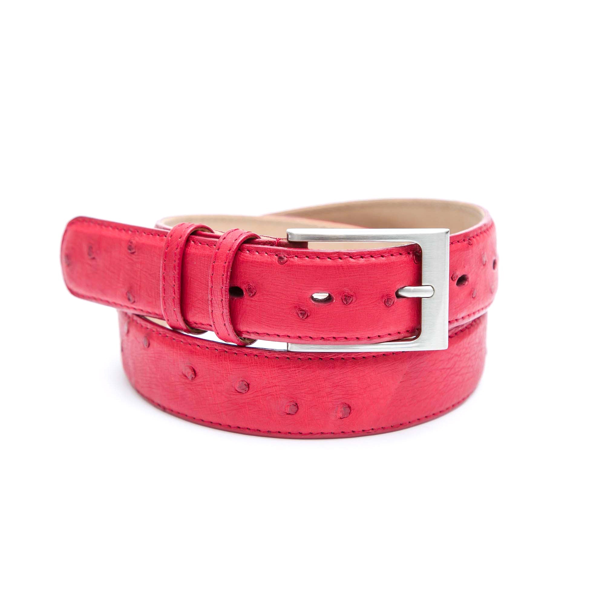 Genuine Ostrich Leather Quill Belt (Flame Red) - Ostrich Leather Belt