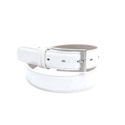 Genuine Ostrich Leather Quill Belt (Pure White) - Ostrich Leather Belt
