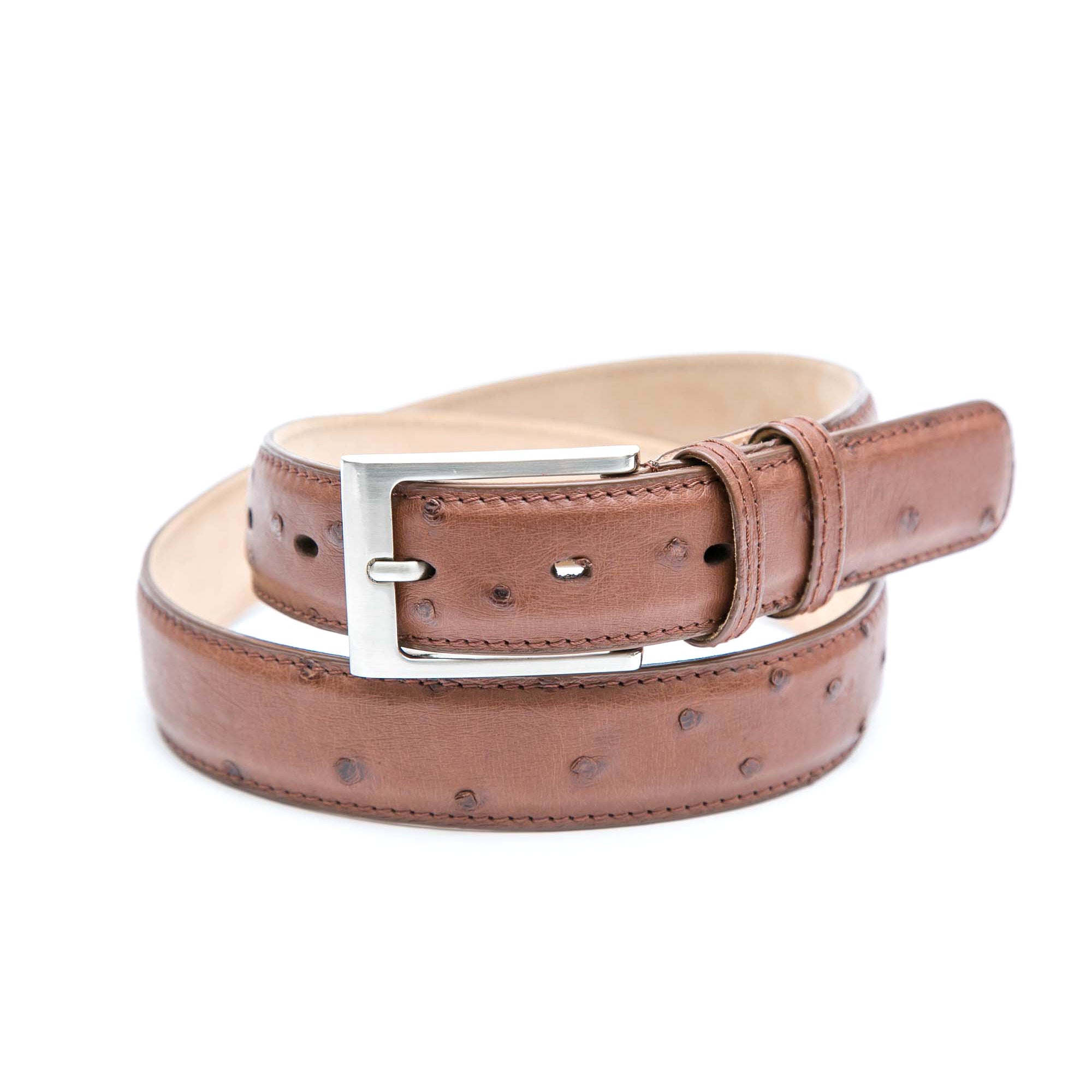 Genuine Ostrich Leather Quill Belt (Tabac) - Ostrich Leather Belt