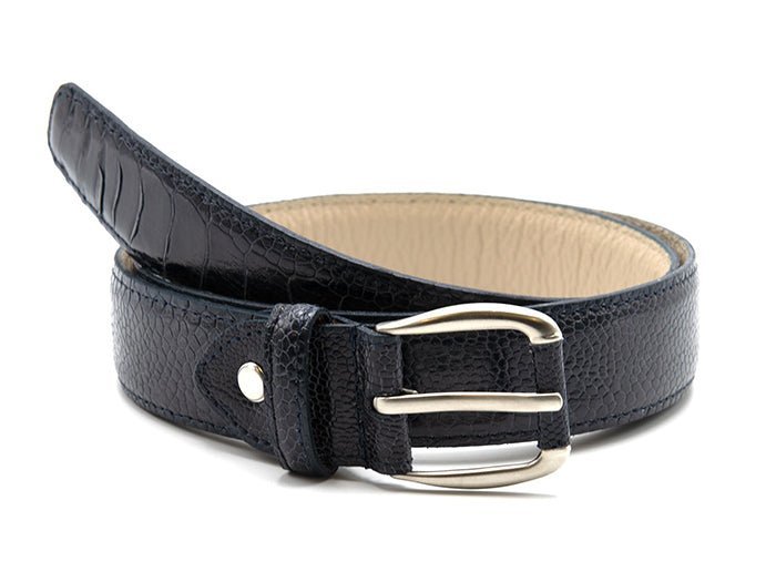 Genuine Ostrich Leather Shin Belt (Anthracite Grey) - Ostrich Leather Belt