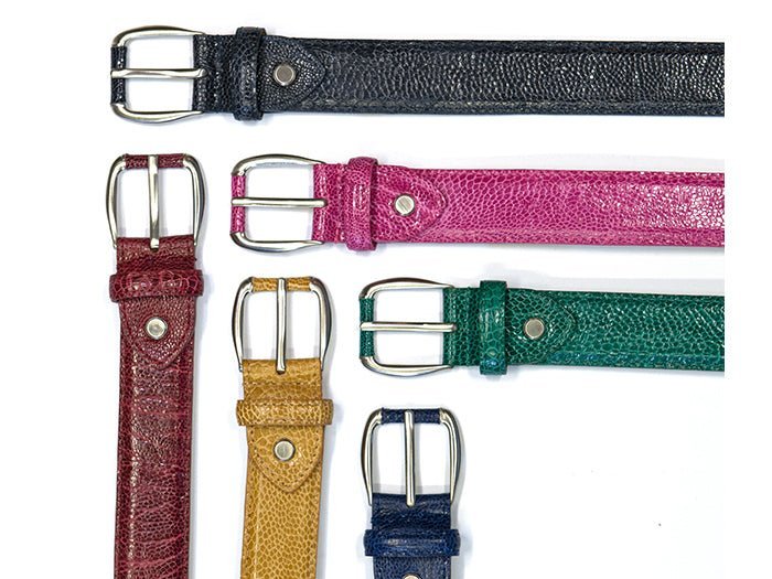 Genuine Ostrich Leather Shin Belt (Campari Red) - Ostrich Leather Belt