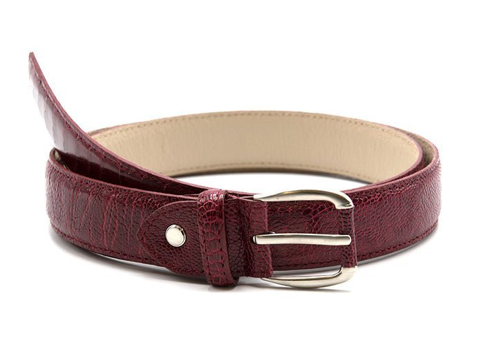 Genuine Ostrich Leather Shin Belt (Campari Red) - Ostrich Leather Belt