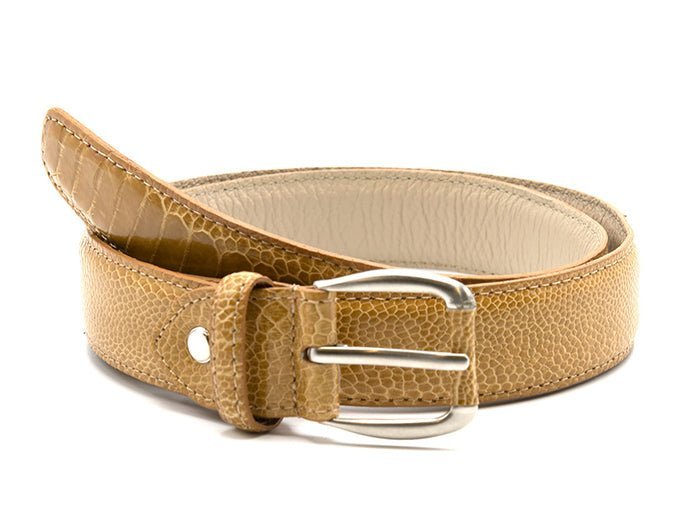 Genuine Ostrich Leather Shin Belt (Desert Sand) - Ostrich Leather Belt