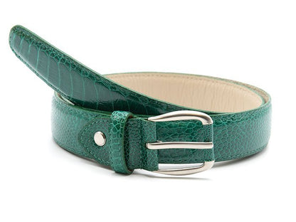 Genuine Ostrich Leather Shin Belt (Emerald Green) - Ostrich Leather Belt