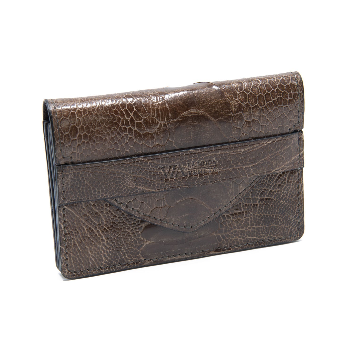 Indiana Ostrich Leather Envelope Small Card Holder - Ostrich Leather Wallet