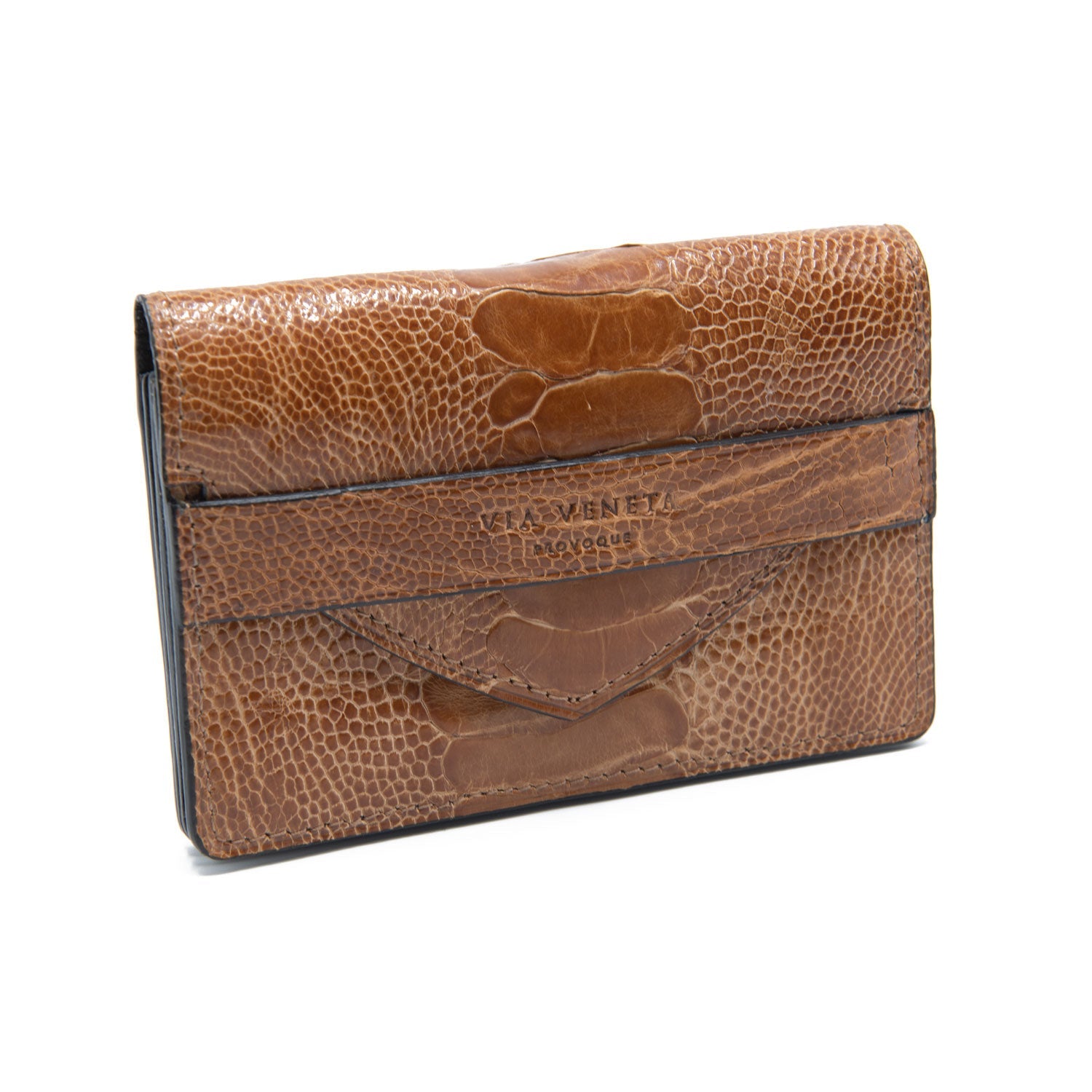 Indiana Ostrich Leather Envelope Small Card Holder - Ostrich Leather Wallet