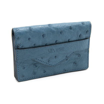 Indiana Ostrich Leather Envelope Small Card Holder - Ostrich Leather Wallet