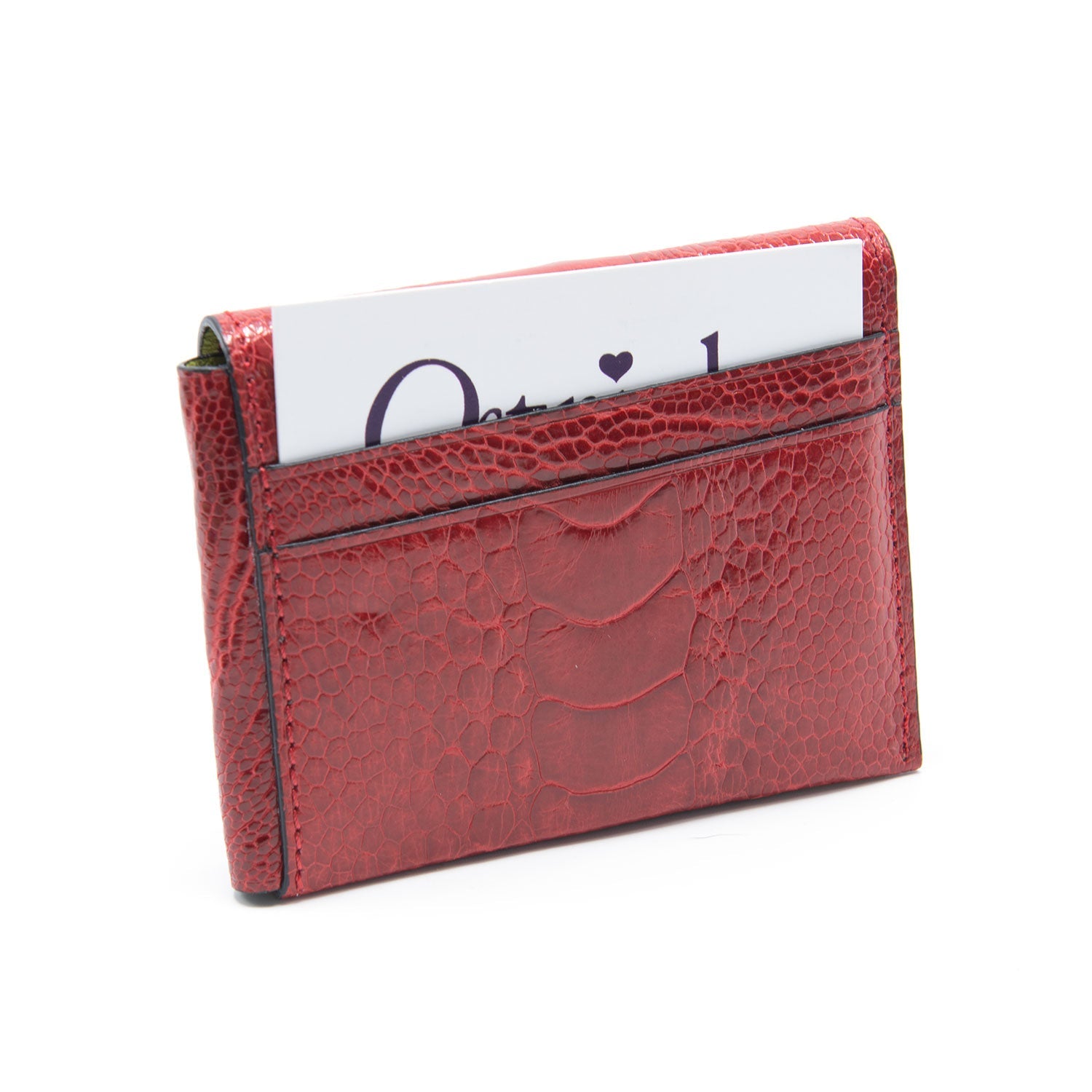 Montana Ostrich Shin Leather Credit Card Folder - Ostrich Leather Wallet