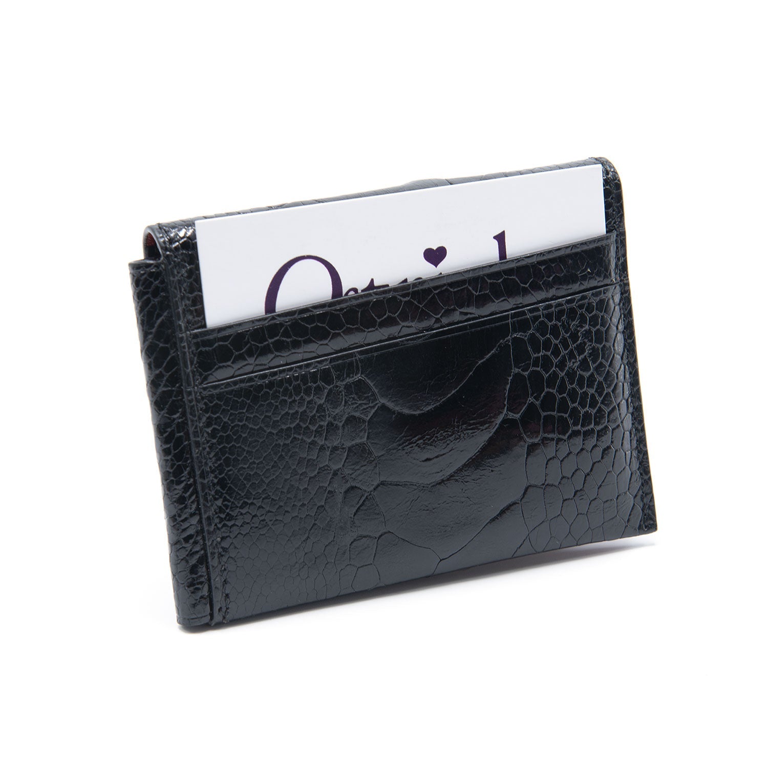Montana Ostrich Shin Leather Credit Card Folder - Ostrich Leather Wallet