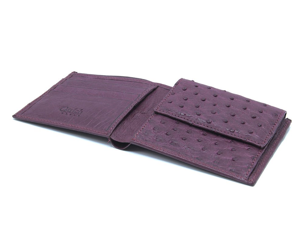 Ostrich Leather Bill &amp; Coin Wallet - Ostrich Leather Wallet