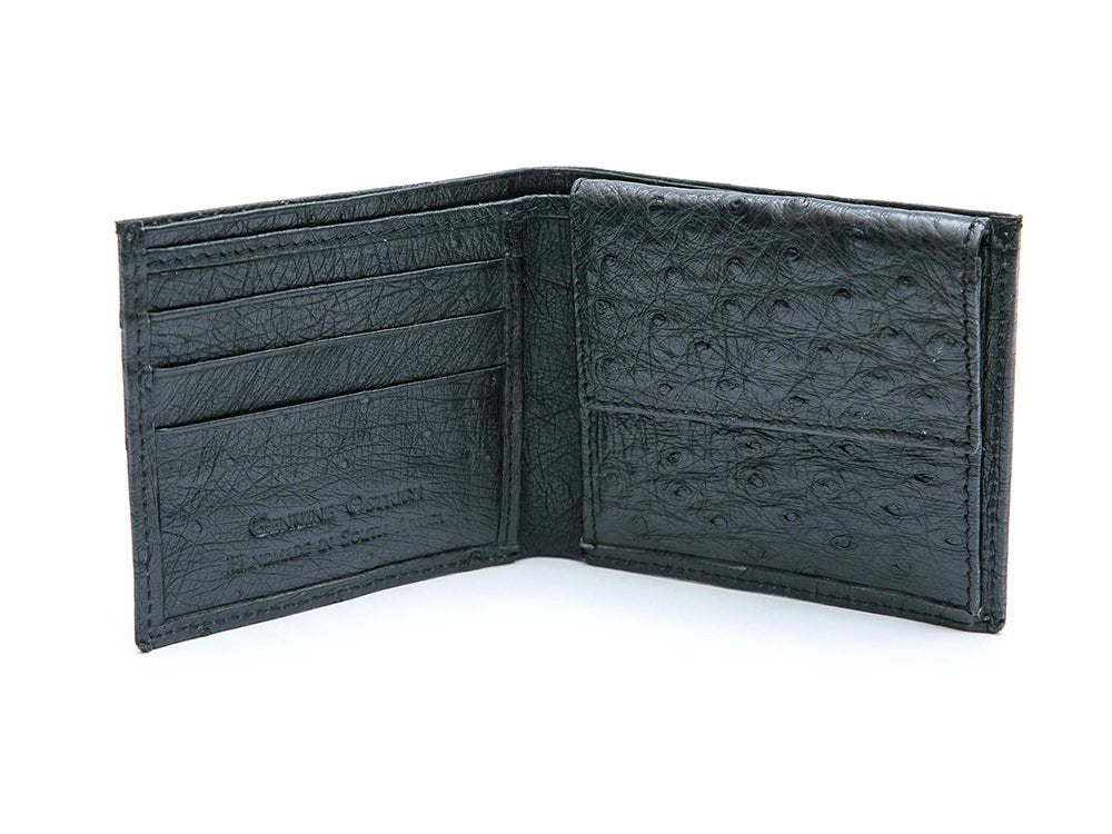 Ostrich Leather Bill &amp; Coin Wallet - Ostrich Leather Wallet