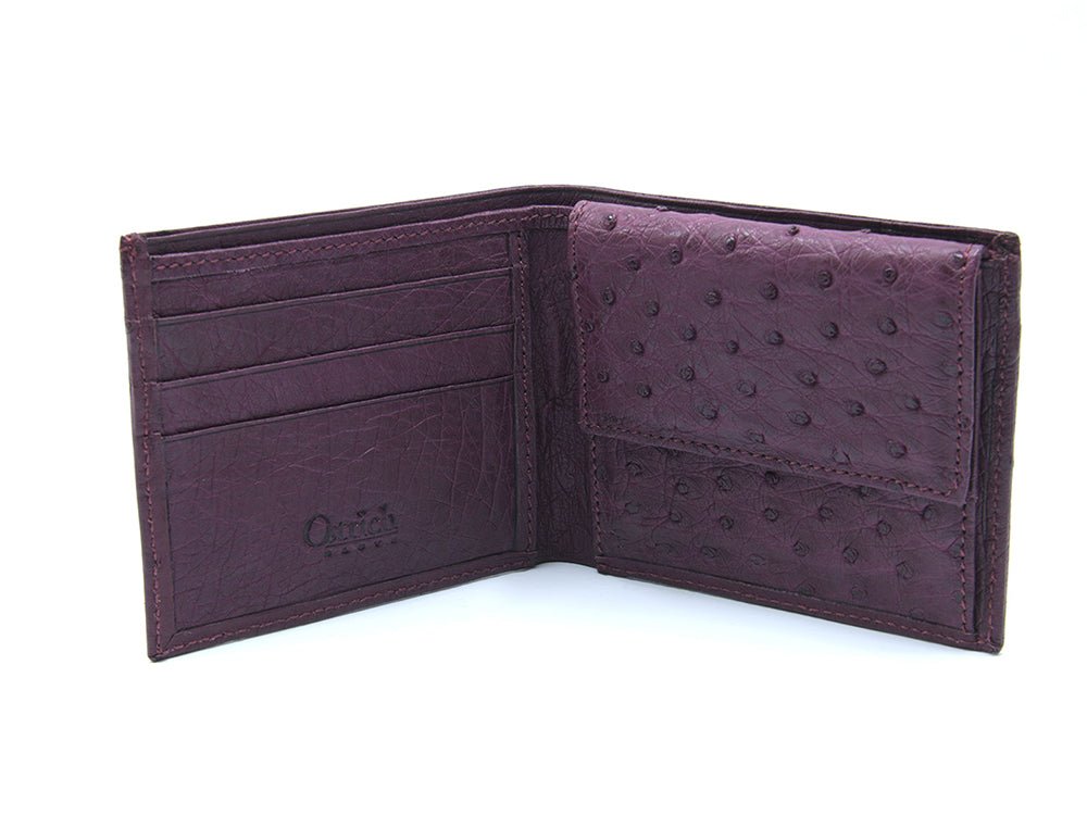 Ostrich Leather Bill &amp; Coin Wallet - Ostrich Leather Wallet