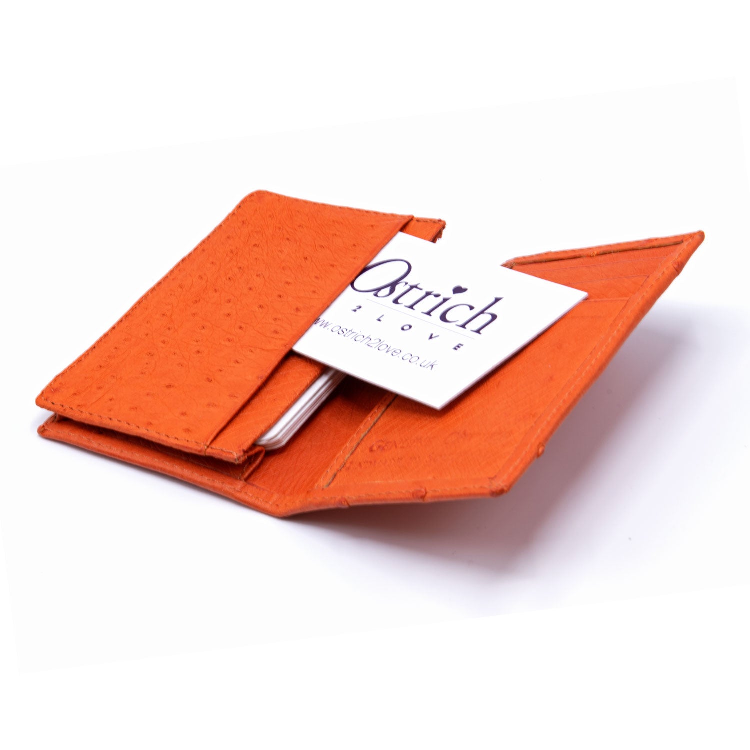 Ostrich Leather Business Card Holder Wallet - Ostrich Leather Wallet