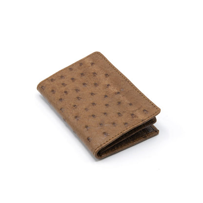 Ostrich Leather Business Card Holder Wallet - Ostrich Leather Wallet