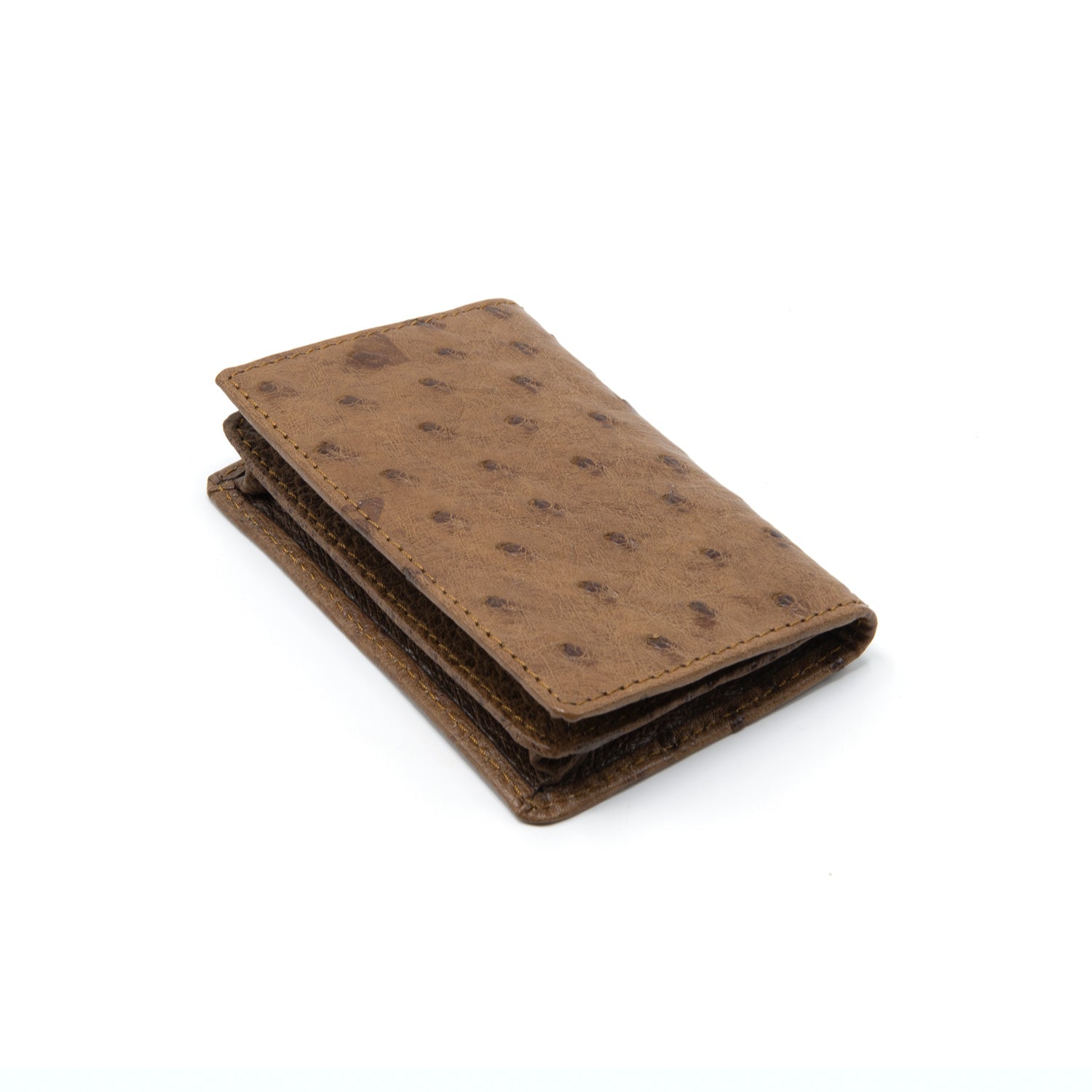 Ostrich Leather Business Card Holder Wallet - Ostrich Leather Wallet