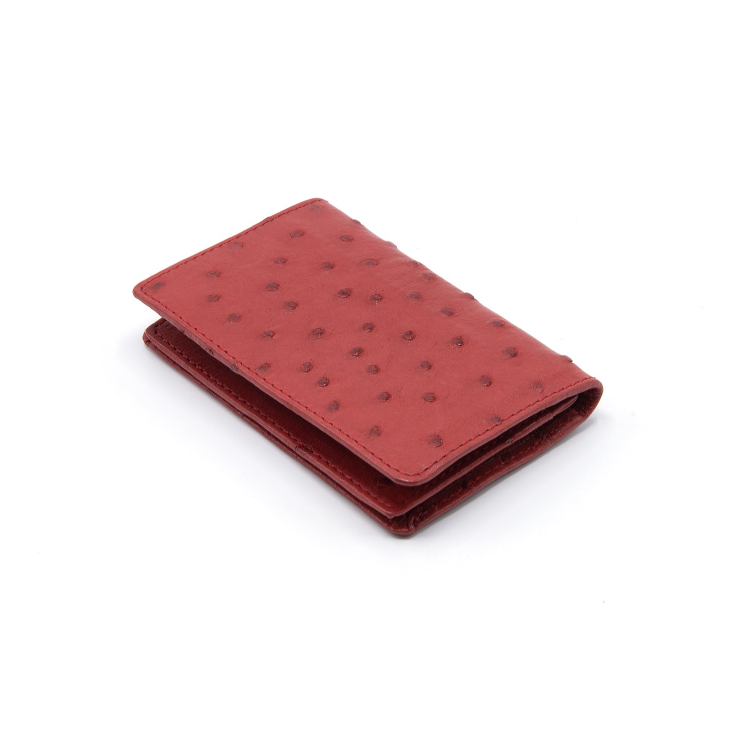 Ostrich Leather Business Card Holder Wallet - Ostrich Leather Wallet