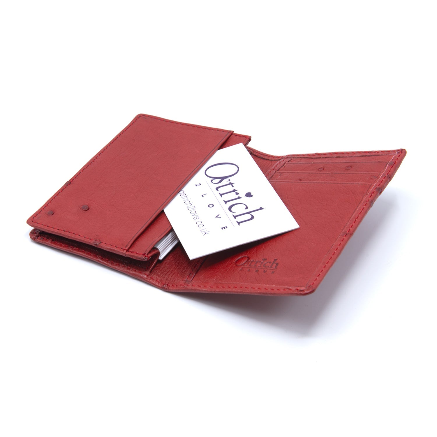 Ostrich Leather Business Card Holder Wallet - Ostrich Leather Wallet