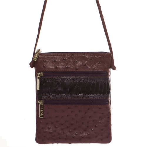Ostrich Leather Cross Body Travel Bag - Ostrich Leather Bag
