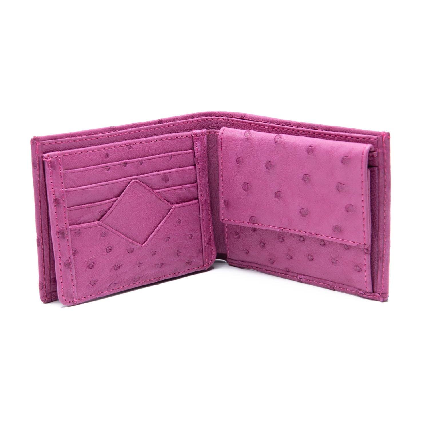 Ostrich Leather Diamond Wallet - Ostrich Leather Wallet