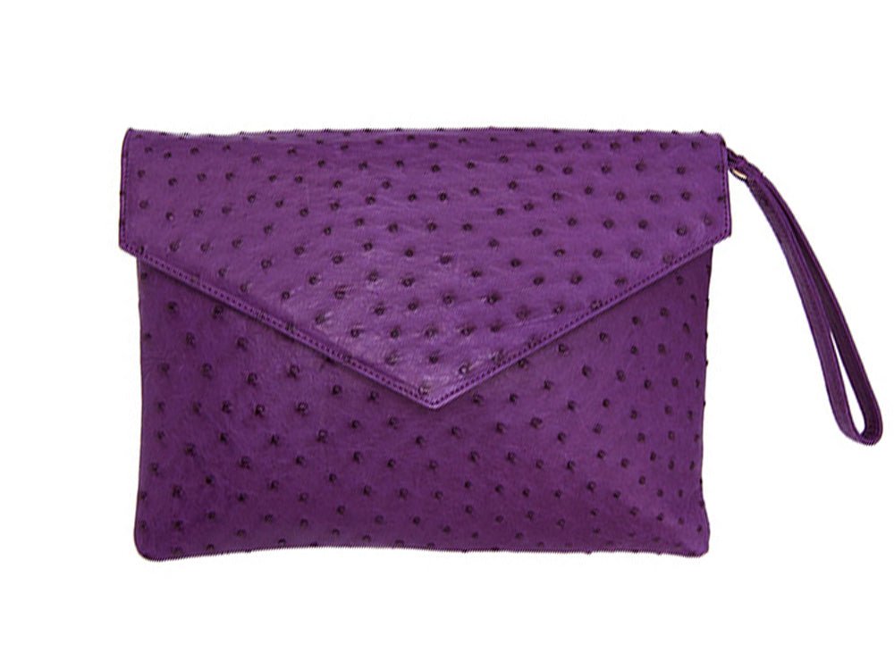 Ostrich Leather Envelope Maxi Clutch - Ostrich Leather Bag