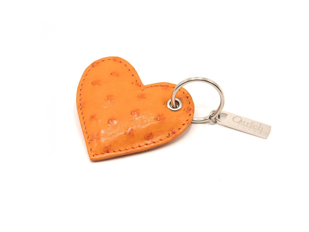 Ostrich Leather Heart Keyring - Keyrings