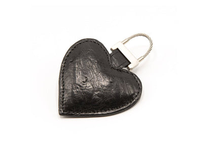 Ostrich Leather Heart Keyring - Keyrings