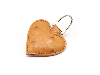 Ostrich Leather Heart Keyring - Keyrings