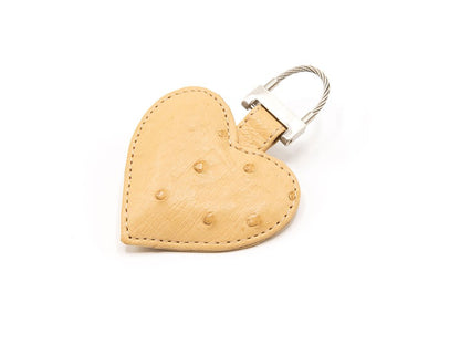 Ostrich Leather Heart Keyring - Keyrings