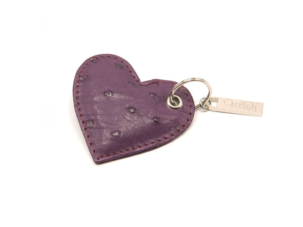 Ostrich Leather Heart Keyring - Keyrings