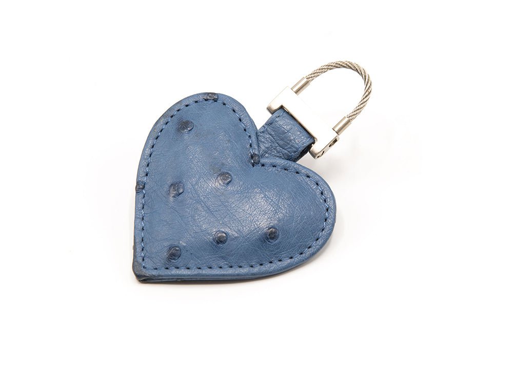 Ostrich Leather Heart Keyring - Keyrings