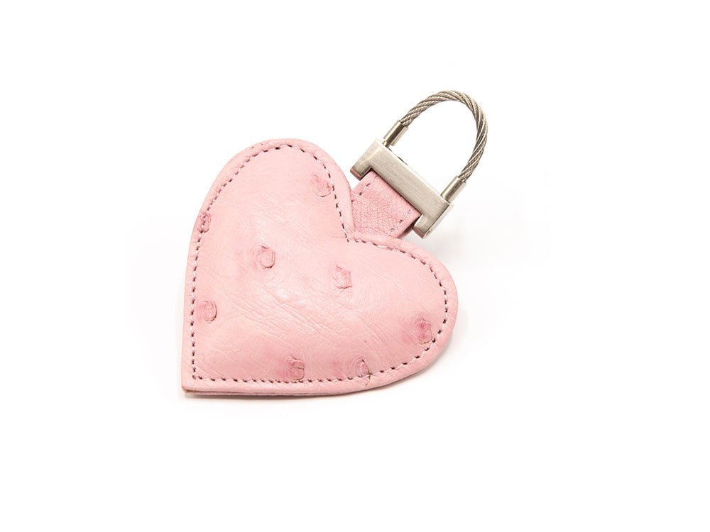 Ostrich Leather Heart Keyring - Keyrings