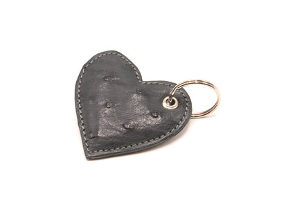 Ostrich Leather Heart Keyring - Keyrings