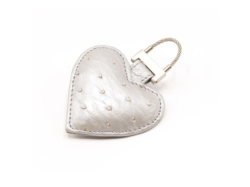 Ostrich Leather Heart Keyring - Keyrings