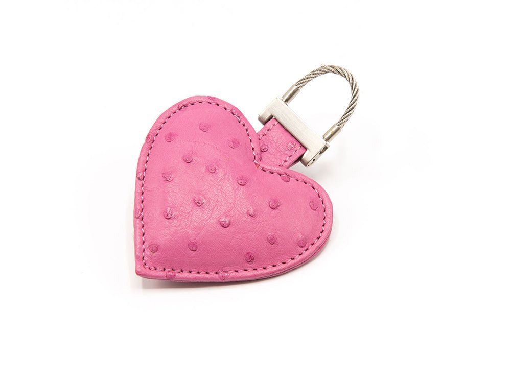 Ostrich Leather Heart Keyring - Keyrings