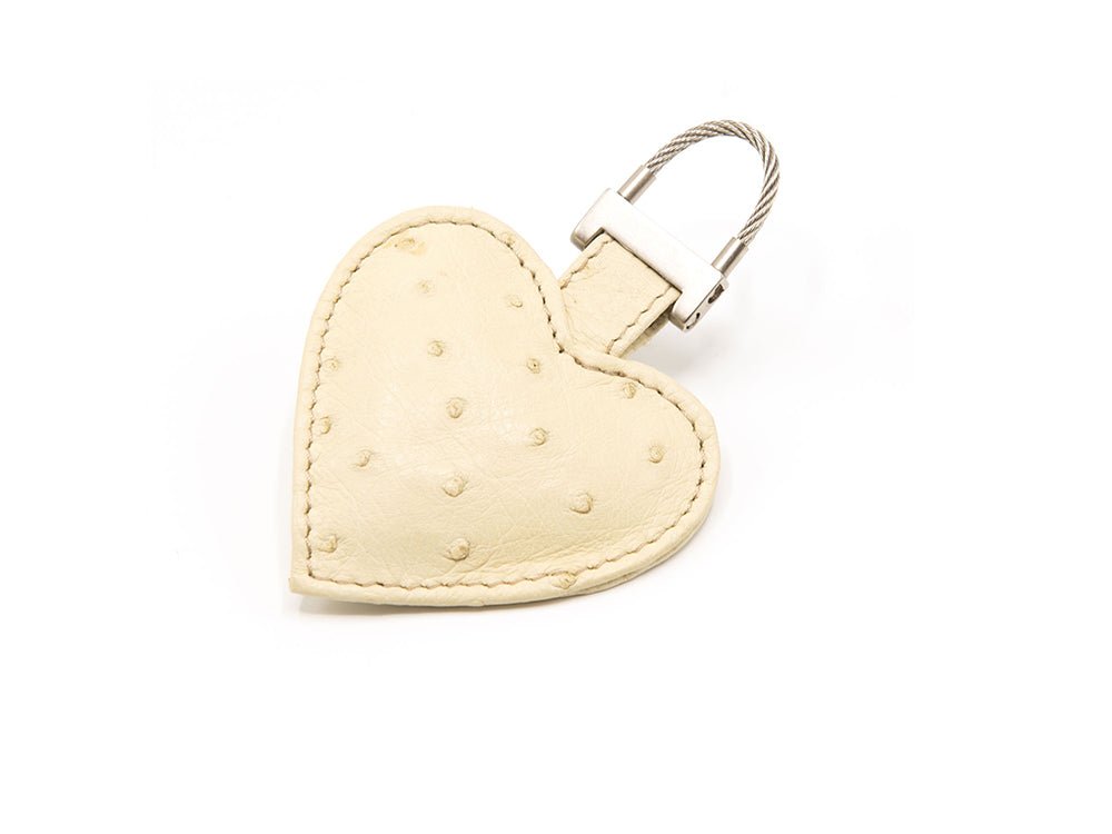 Ostrich Leather Heart Keyring - Keyrings