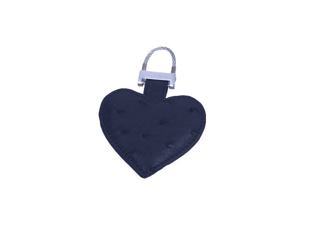 Ostrich Leather Heart Keyring - Keyrings