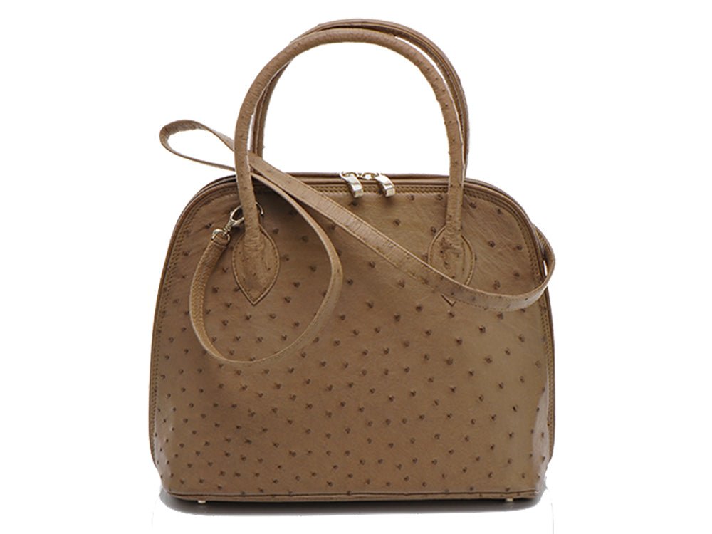 Dooney & Bourke Ostrich Embossed Leather Zip Satchel Bag Caramel - Travel  Trek Luggage & Travel Gear