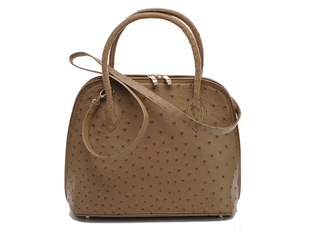 Ostrich Leather Hepburn Handbag - Ostrich Leather Bag