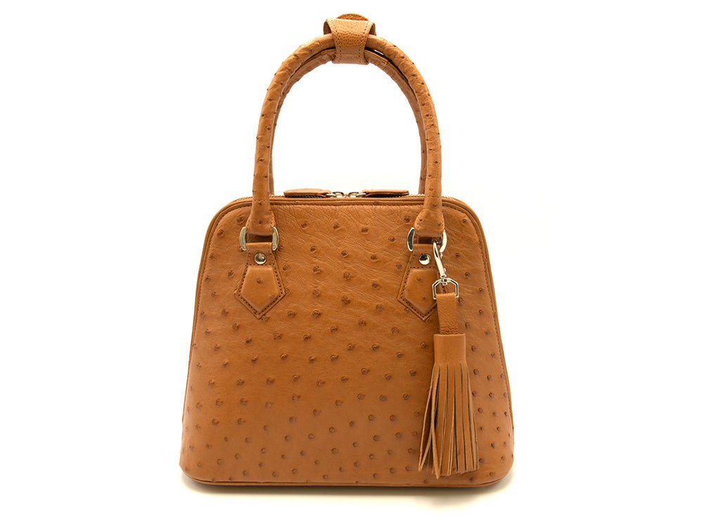 Ostrich Leather Knysna Midi Hepburn Bag - Ostrich Leather Bag